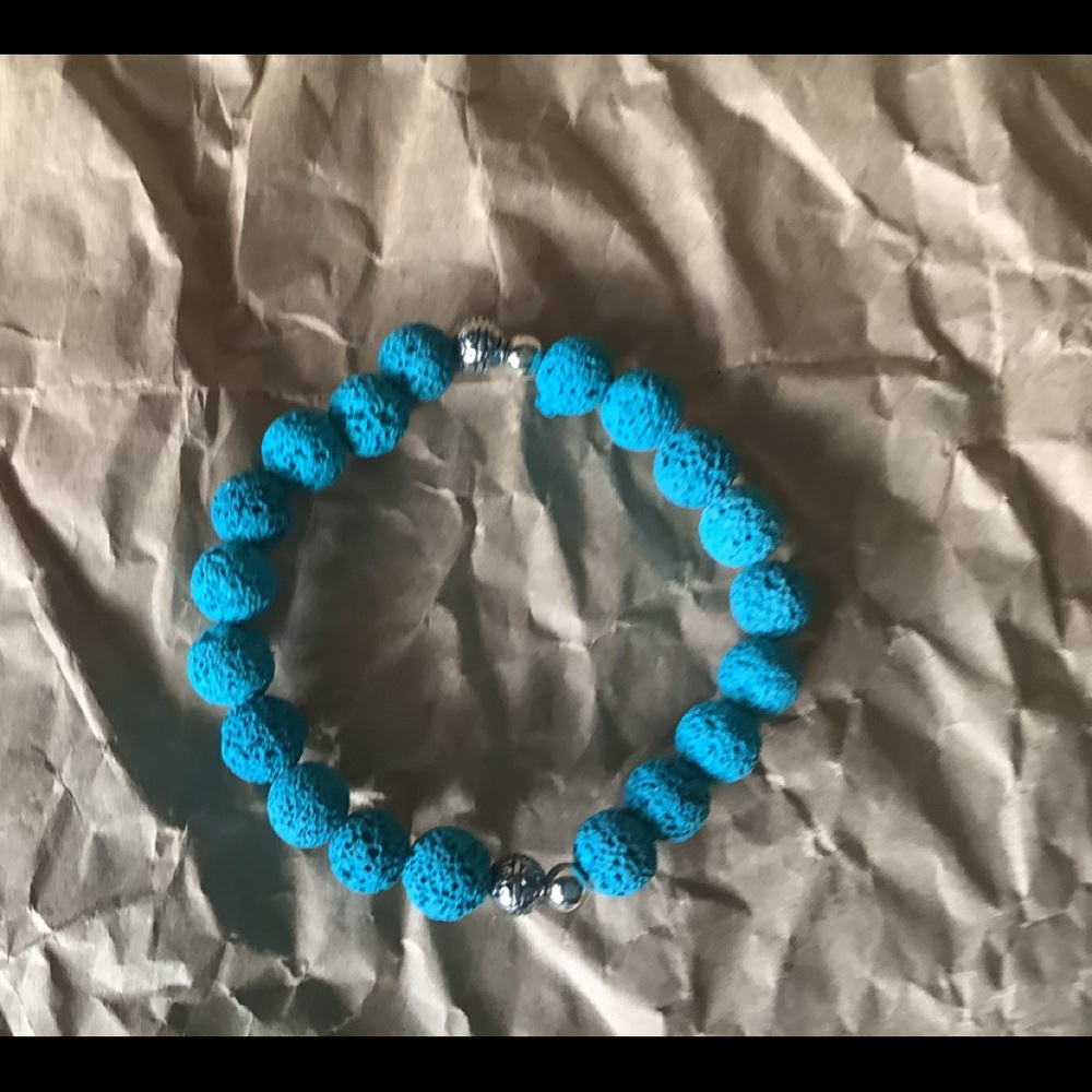 Turquoise colored true lava beads.